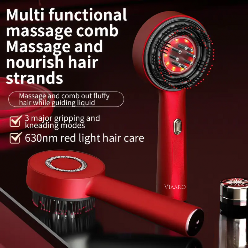 VIAARO Electric Head Scalp Massager Comb with Oil Applicator | 4D Rotating Massage Brush for Scalp & Hair Care | Rechargeable Cordless Scalp Massager | Oil Dispensing Hair Massage Comb for Men & Women