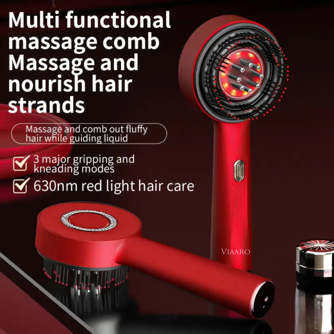 VIAARO Electric Head Scalp Massager Comb with Oil Applicator | 4D Rotating Massage Brush for Scalp & Hair Care | Rechargeable Cordless Scalp Massager | Oil Dispensing Hair Massage Comb for Men & Women