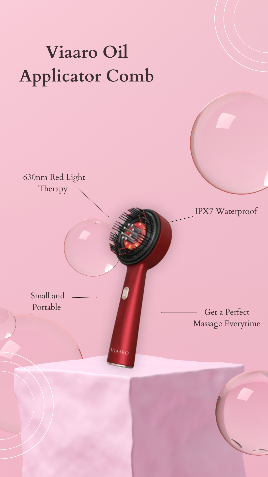 VIAARO Electric Head Scalp Massager Comb with Oil Applicator | 4D Rotating Massage Brush for Scalp & Hair Care | Rechargeable Cordless Scalp Massager | Oil Dispensing Hair Massage Comb for Men & Women