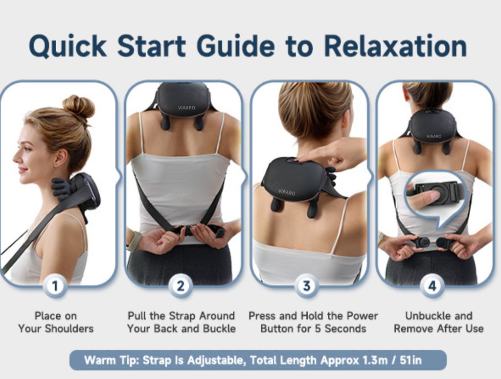 VIAARO Neck & Shoulder Massager | Electric Deep-Kneading Massage Device with Heat | Relaxing Cervical & Shoulder Massage for Home, Office & Travel