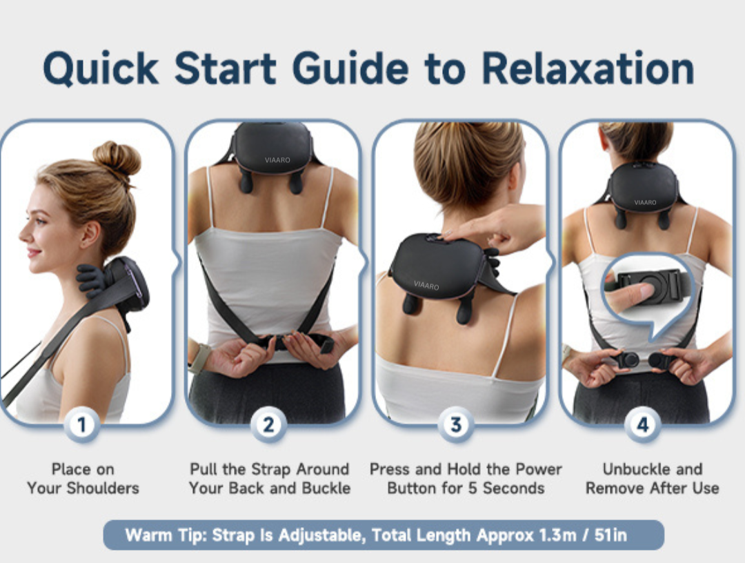 VIAARO Neck & Shoulder Massager | Electric Deep-Kneading Massage Device with Heat | Relaxing Cervical & Shoulder Massage for Home, Office & Travel