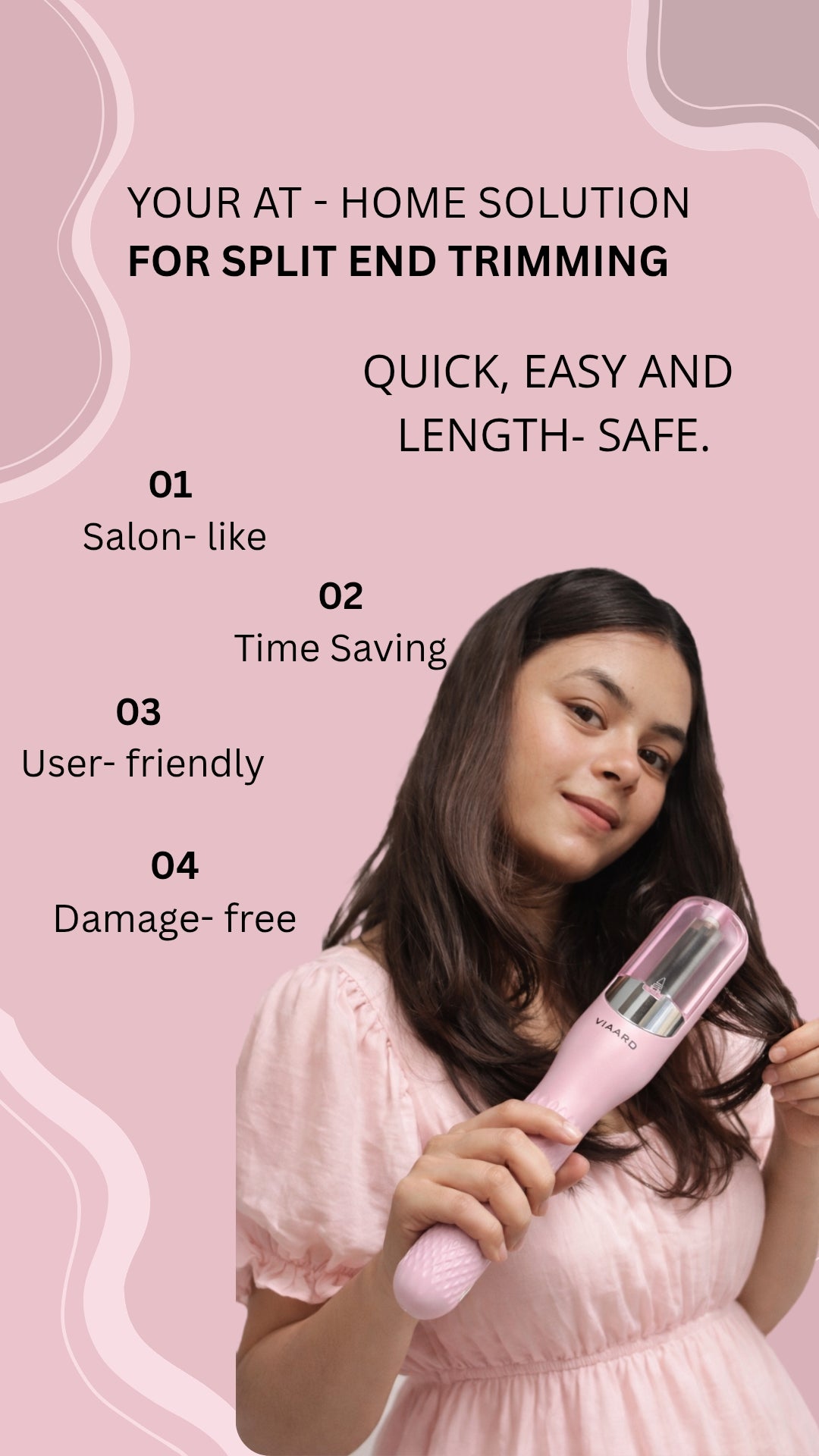VIAARO Split End Trimmer for Women & Men | Cordless Hair Split End Cutter with USB Rechargeable Battery | Removes Split Ends Without Shortening Hair | Portable Hair Care Tool