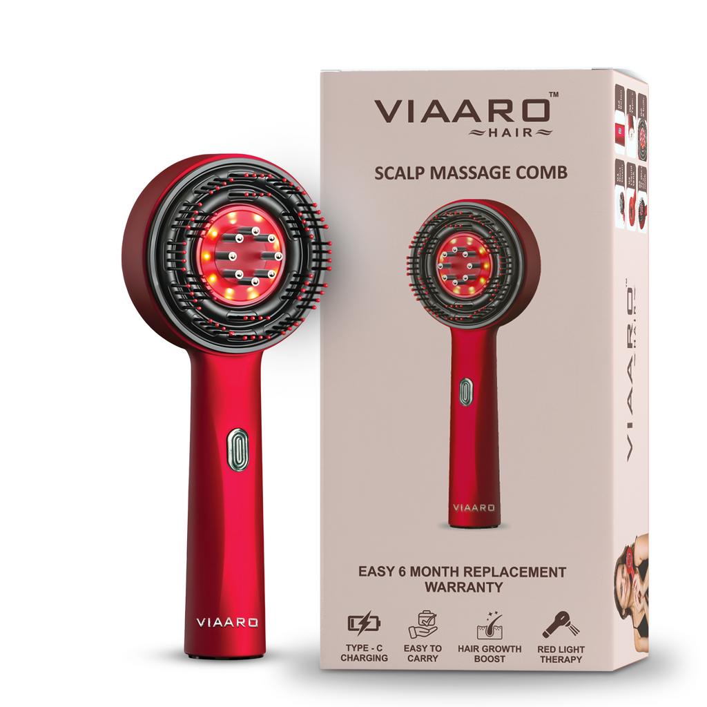 VIAARO Electric Head Scalp Massager Comb with Oil Applicator | 4D Rotating Massage Brush for Scalp & Hair Care | Rechargeable Cordless Scalp Massager | Oil Dispensing Hair Massage Comb for Men & Women