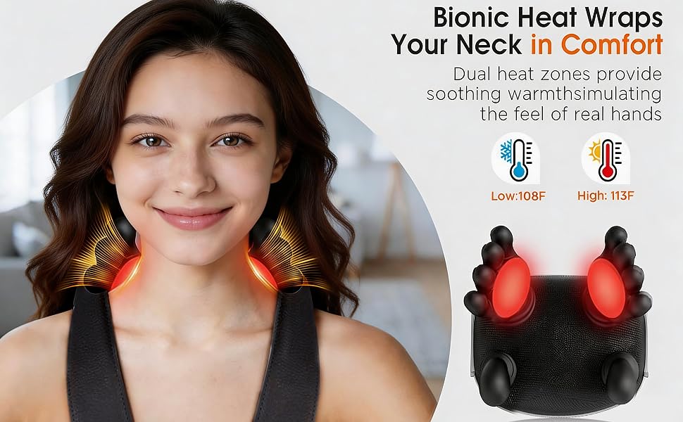 VIAARO Neck & Shoulder Massager | Electric Deep-Kneading Massage Device with Heat | Relaxing Cervical & Shoulder Massage for Home, Office & Travel