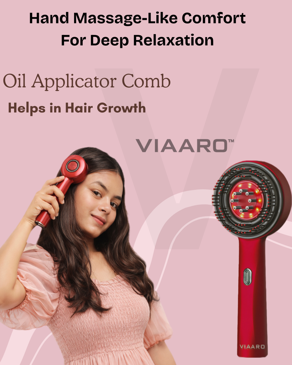 VIAARO Electric Head Scalp Massager Comb with Oil Applicator | 4D Rotating Massage Brush for Scalp & Hair Care | Rechargeable Cordless Scalp Massager | Oil Dispensing Hair Massage Comb for Men & Women
